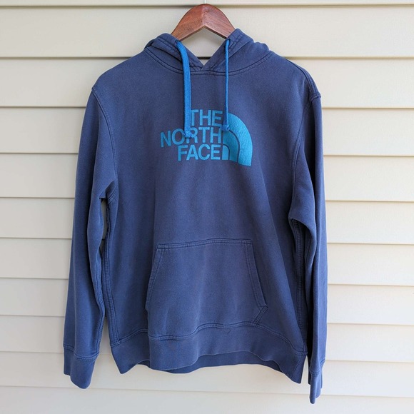 The North Face Other - The North Face Hoodie Mens Large Navy Blue Turquoise Graphic Logo Pullover